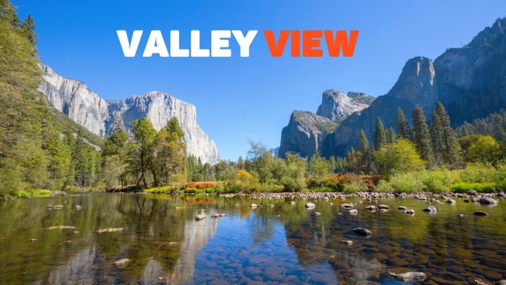 Reflection of El Capitan and Cathedral Rocks in the Merced River at Valley View, Yosemite
