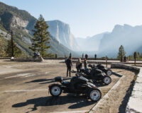 Can-Am Ryker parked at Tunnel View in Yosemite National Park with El Capitan and Half Dome in the background